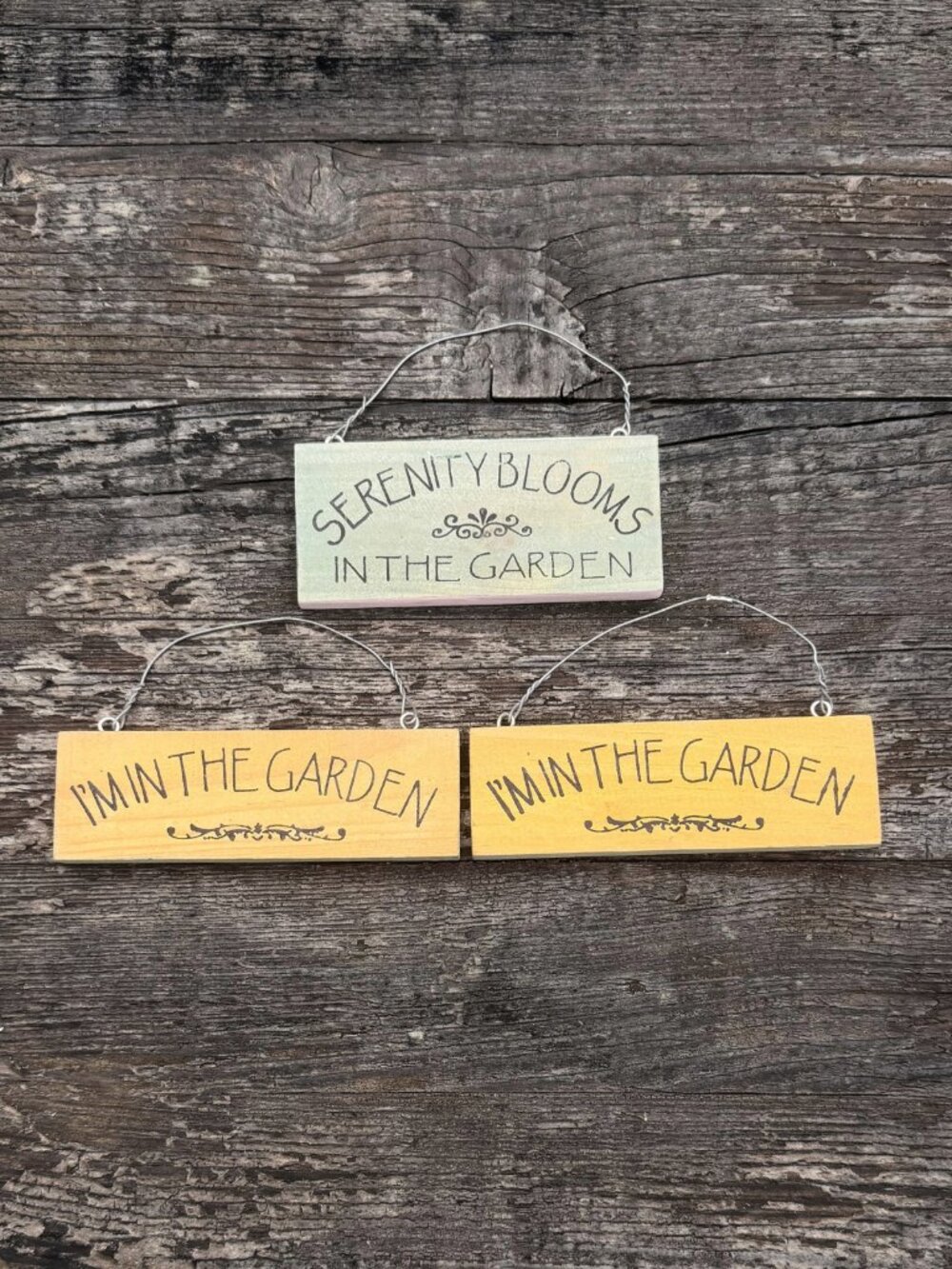 Vintage Folk Art Plaque In The Garden Rustic Primitive Country Ornament Signs